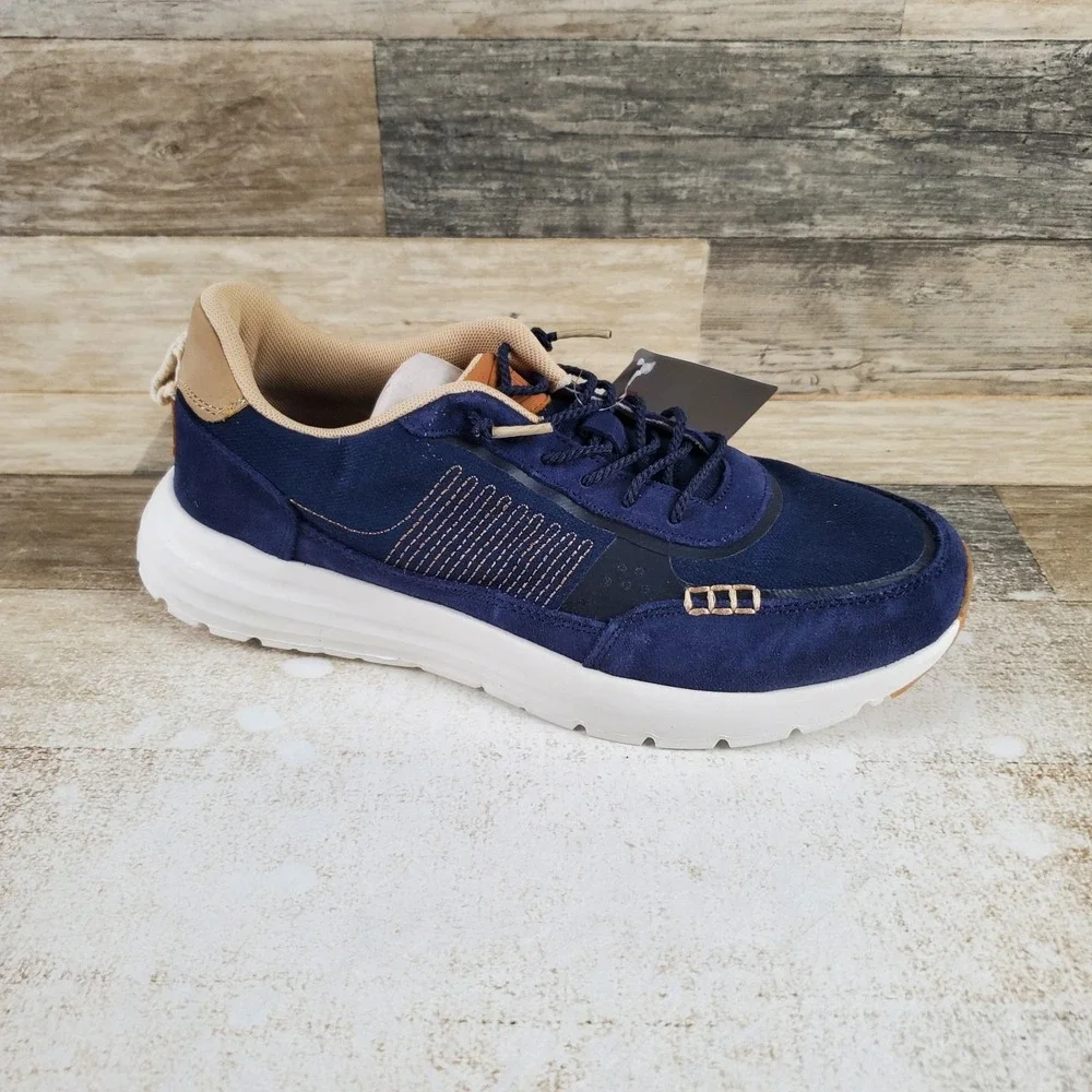 Hey Dude Sirocco Alta Craft Mens Shoes Sz 9 Navy Blue Suede Lace-Up Sneakers